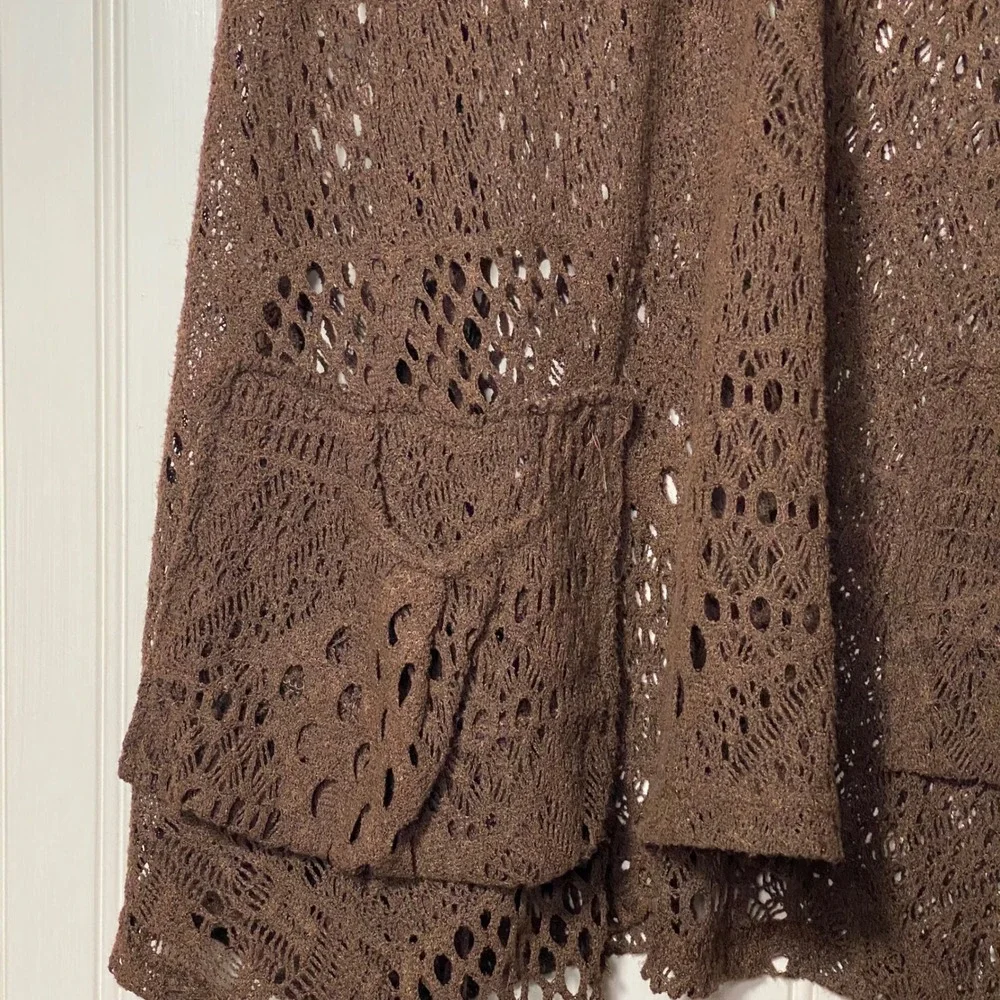 Lily by Firmiana Whimsigoth Brown Crochet Knit Vest Boho Longline Goblincore - L